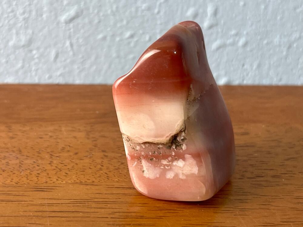 Pink Carnelian Crystal Stone Banded Agate White Inclusions